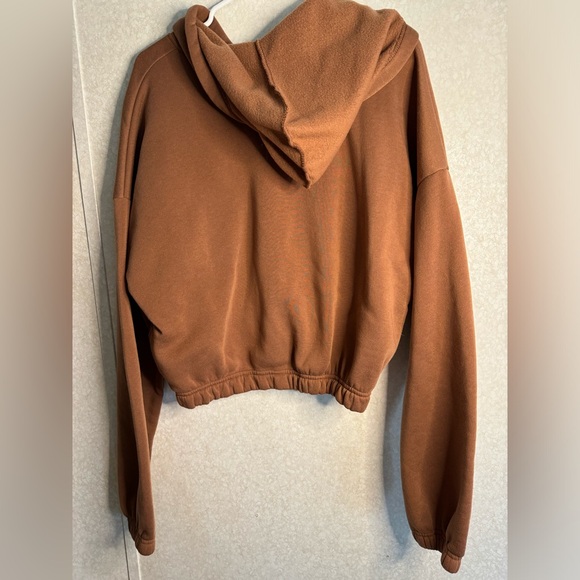 Stella Viva Cropped Full Zip Brown Hoodie Woman’s XL Neutral Boho Minimalist - Picture 6 of 9